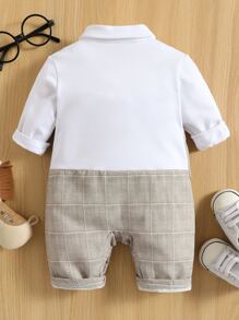 Baby Boy Plaid Bow 2-in-1 Jumpsuit – Christmas Style