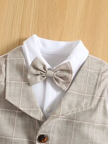 Baby Boy Plaid Bow 2-in-1 Jumpsuit – Christmas Style