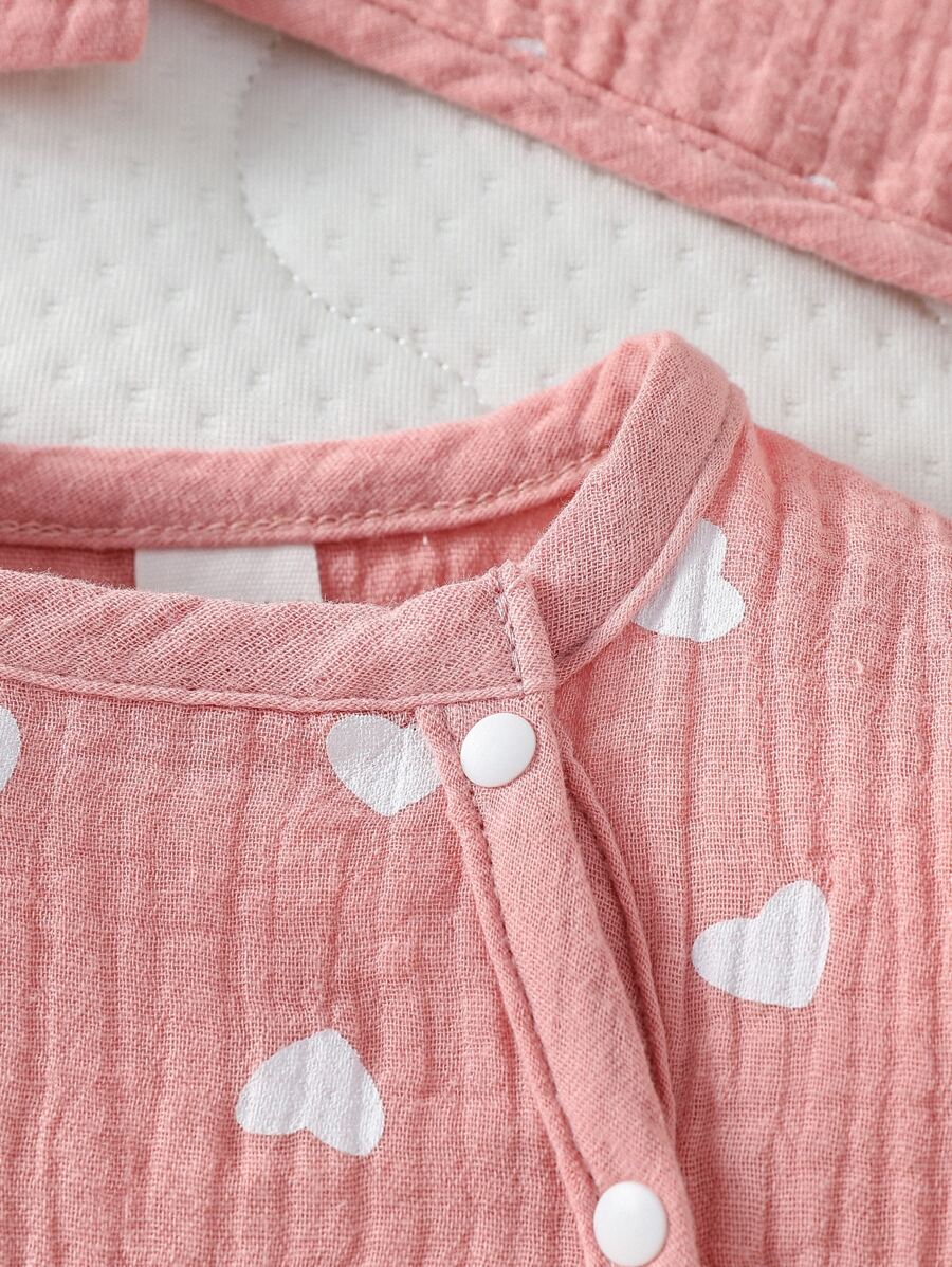 4pcs Baby Girl Heart Romper Bib Gloves & Headband