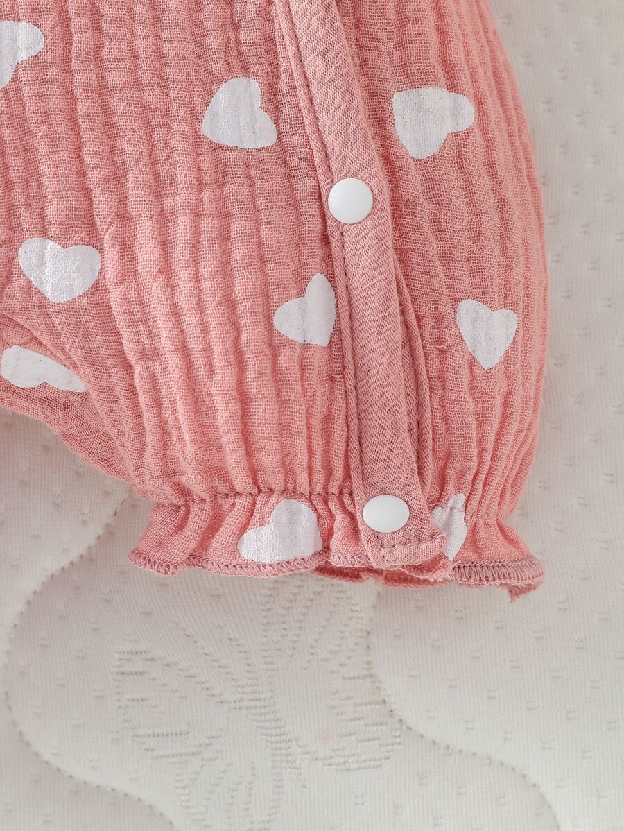 4pcs Baby Girl Heart Romper Bib Gloves & Headband