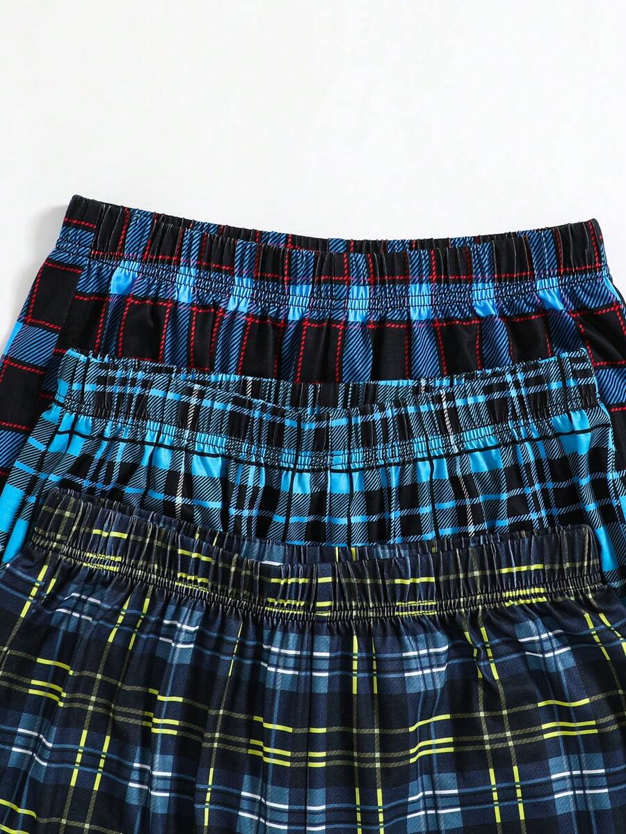 SHEIN 3-Pack Teen Boys’ Classic Plaid Pants