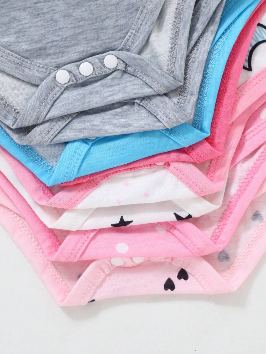 8pcs Baby Girl Cloud & Star Print Romper Set