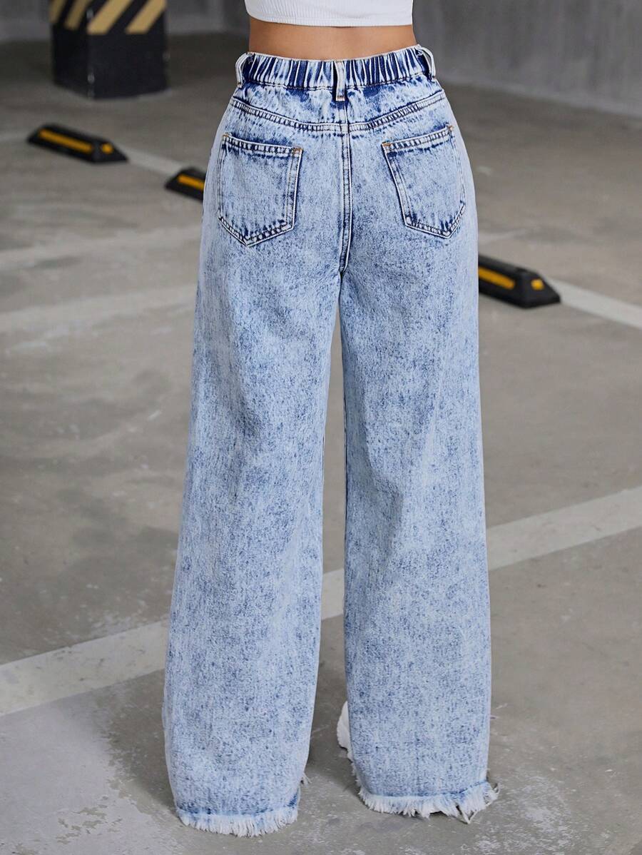 SHEIN Teen Girls Y2K Vintage Wide Leg Jeans