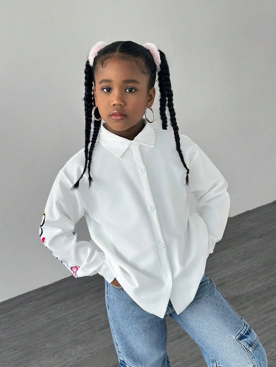 SHEIN Tween Girl Oversized White Shirt