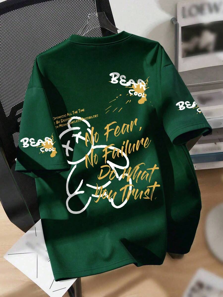 Tween Boys Bear & Slogan Print Summer T-Shirt