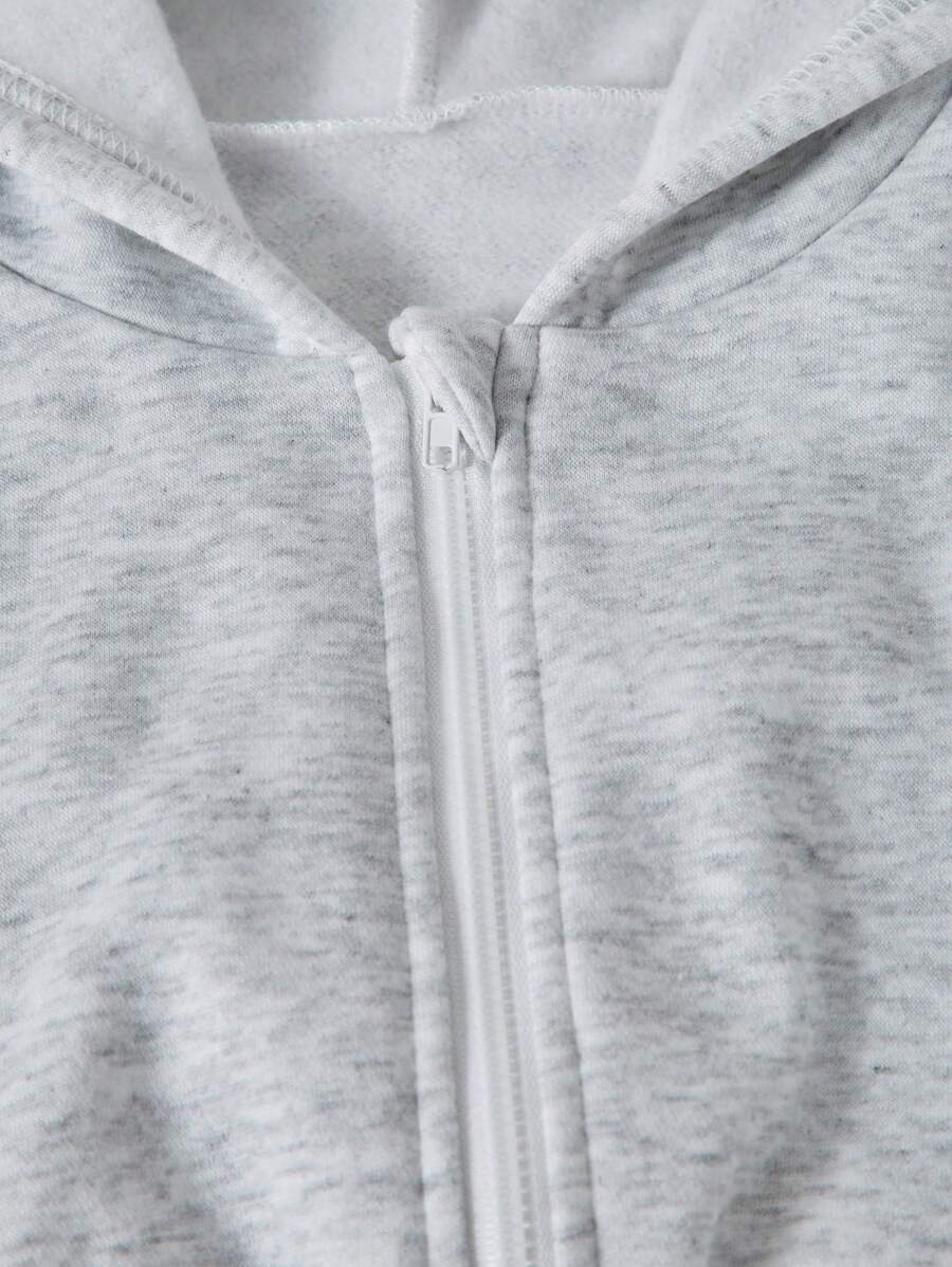 SHEIN Tween Girls Hooded Zip-Up Thermal Pants Jumpsuit