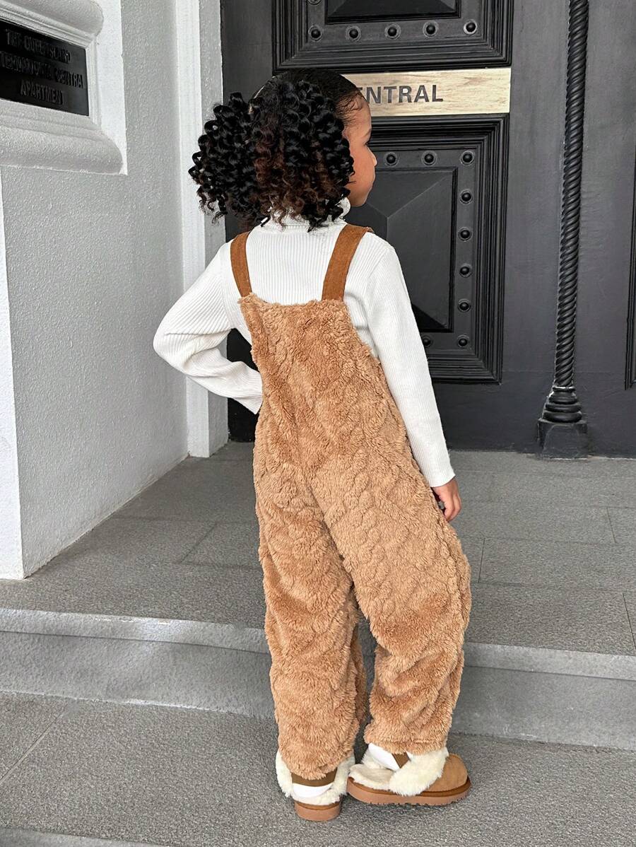 SHEIN SLAYR KIDS Girls Reversible Plush Fleece Jumpsuit