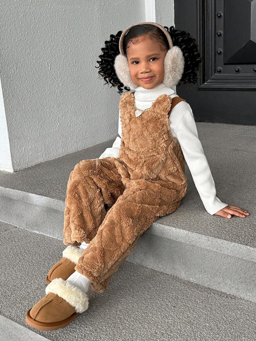 SHEIN SLAYR KIDS Girls Reversible Plush Fleece Jumpsuit