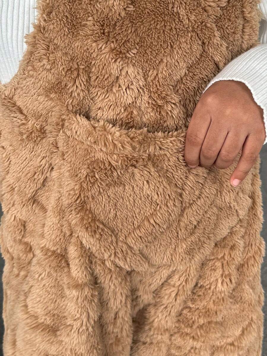 SHEIN SLAYR KIDS Girls Reversible Plush Fleece Jumpsuit