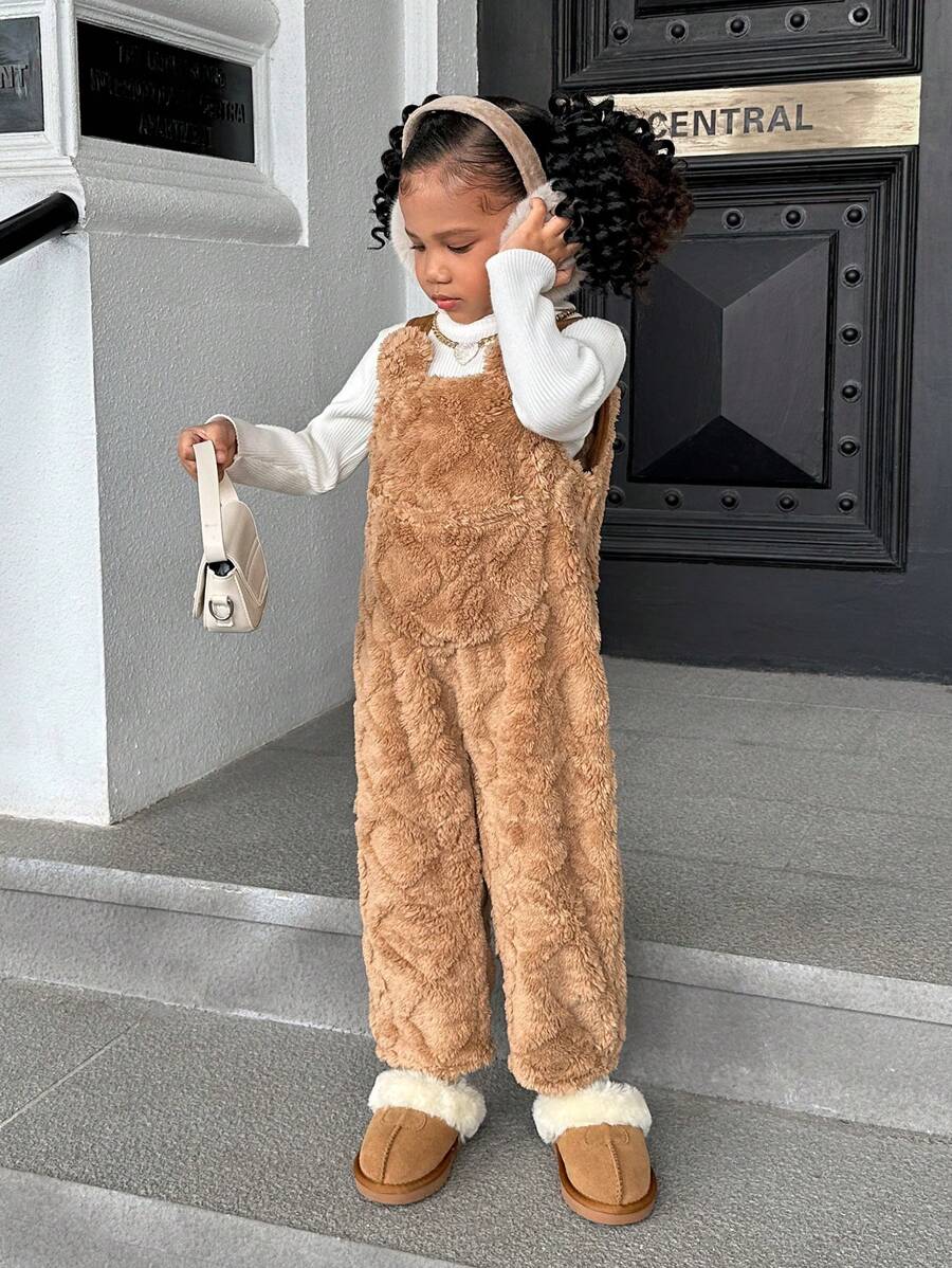 SHEIN SLAYR KIDS Girls Reversible Plush Fleece Jumpsuit