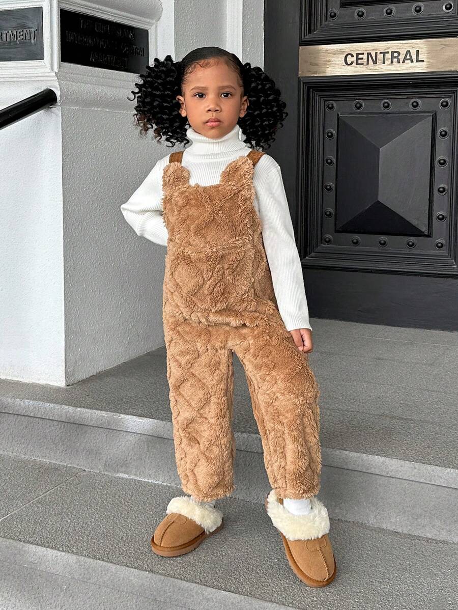 SHEIN SLAYR KIDS Girls Reversible Plush Fleece Jumpsuit
