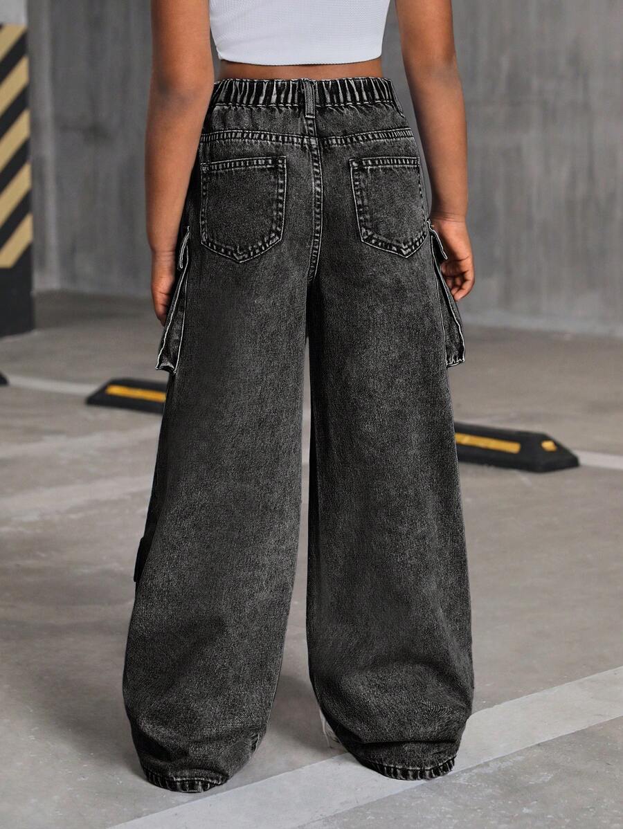 SHEIN Tween Girls' Y2K Fashion Cargo Jeans