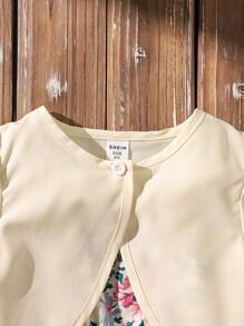 SHEIN Vintaside Kids Girls Puff Sleeve Top & Jumpsuit