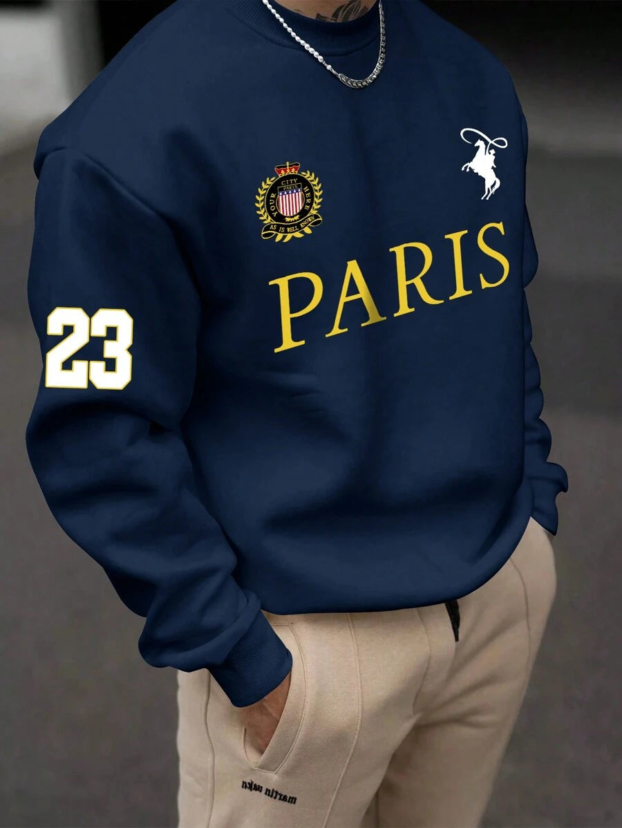 Men’s Paris Badge Print Crew Neck Sweatshirt
