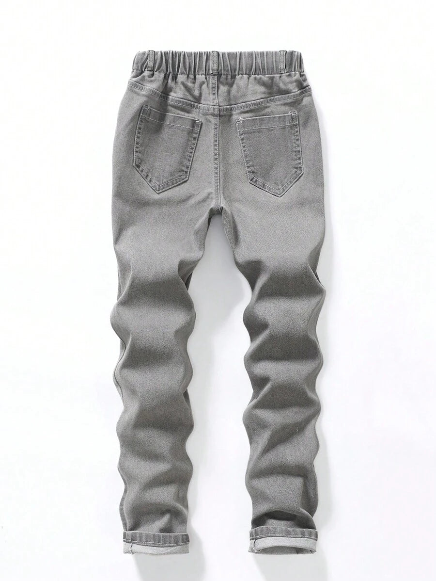 SHEIN Teen Boys All-Match Light Gray Jeans