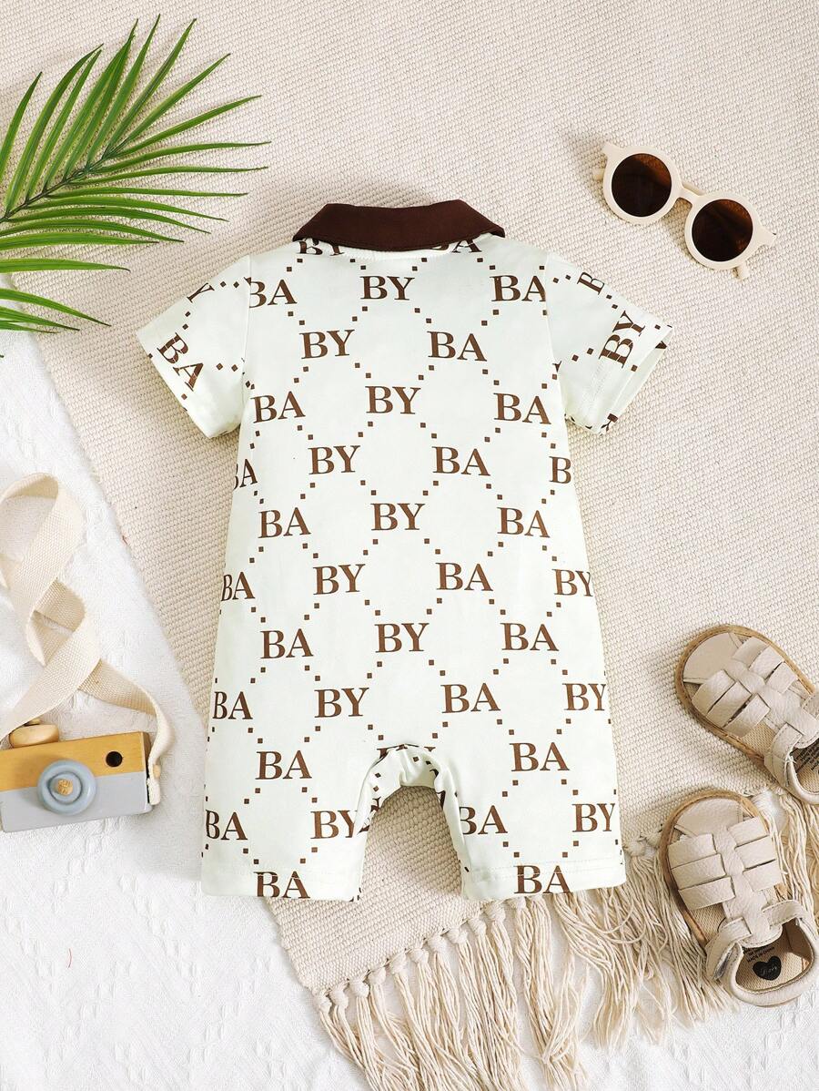 Toddler Boys Letter Print Patchwork Jumpsuit