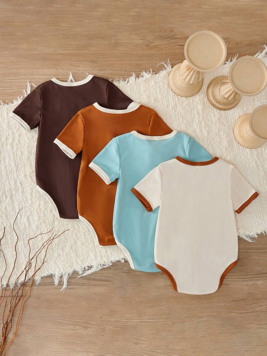 Baby Boy Short Sleeve Bodysuit Set – Summer Casual