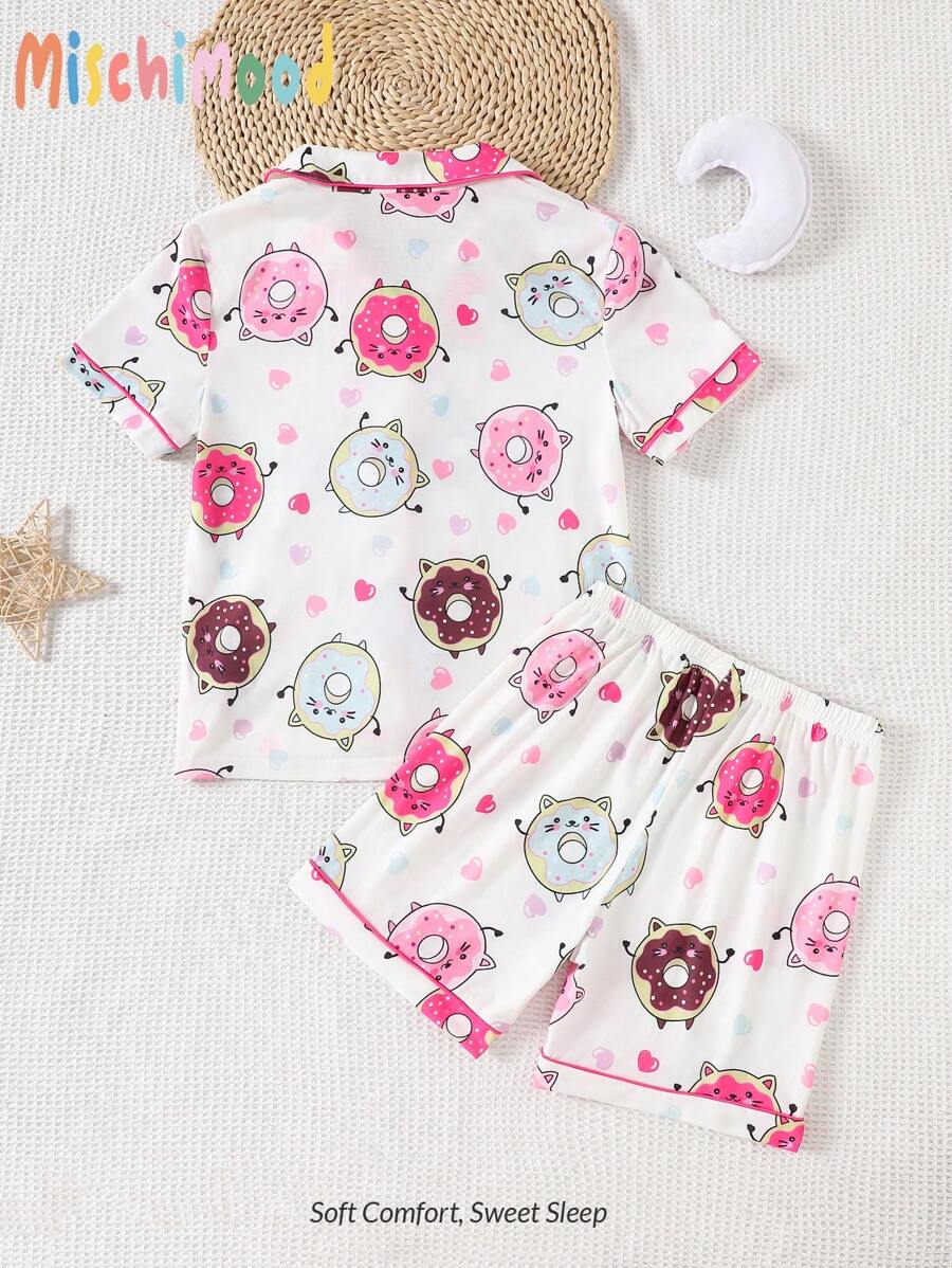 Tween Girls Doughnut Print Summer Pajama Set