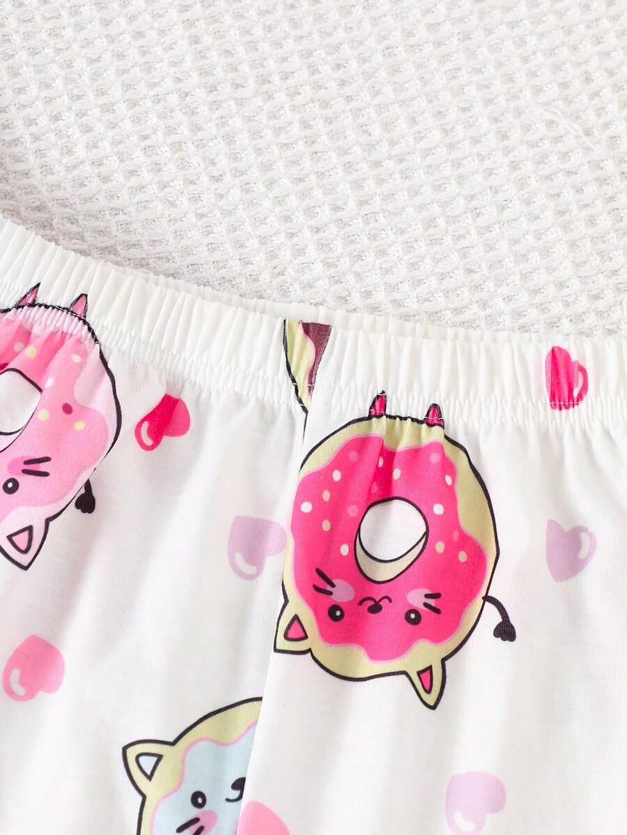 Tween Girls Doughnut Print Summer Pajama Set