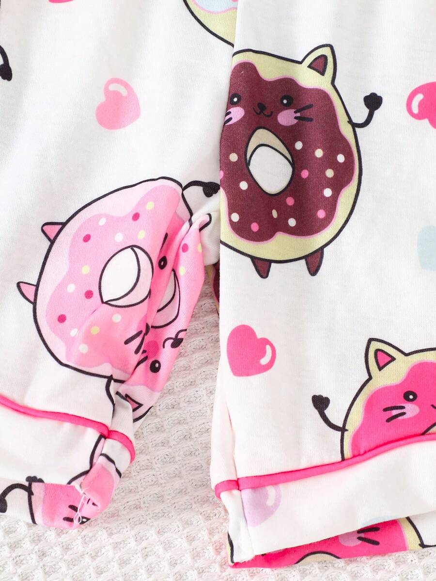 Tween Girls Doughnut Print Summer Pajama Set