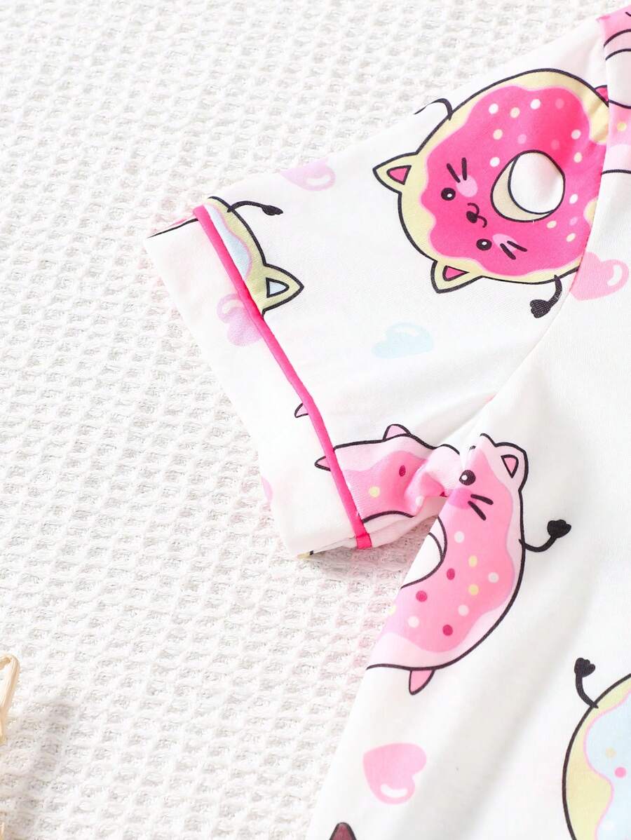 Tween Girls Doughnut Print Summer Pajama Set