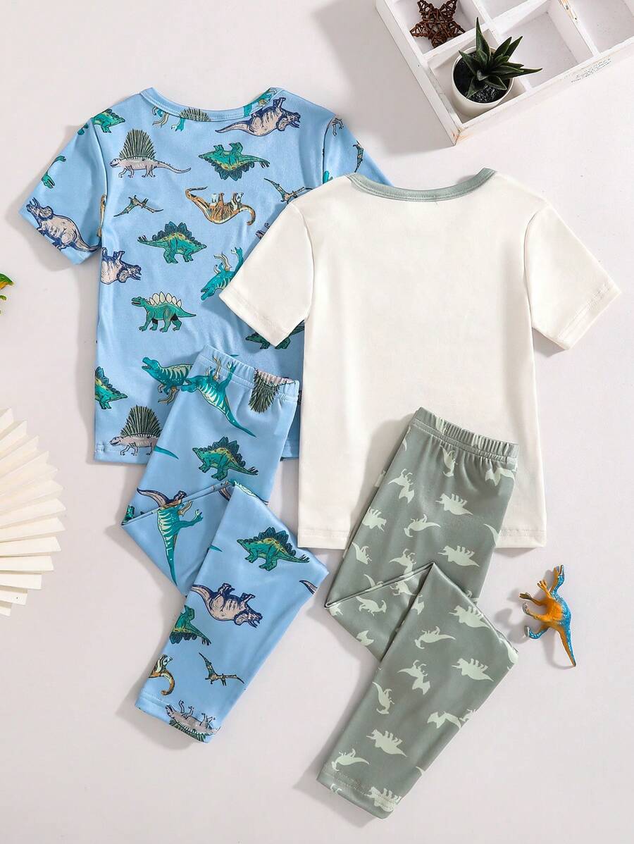 Boys Dinosaur Pajama Set – Short Sleeve & Snug Pants