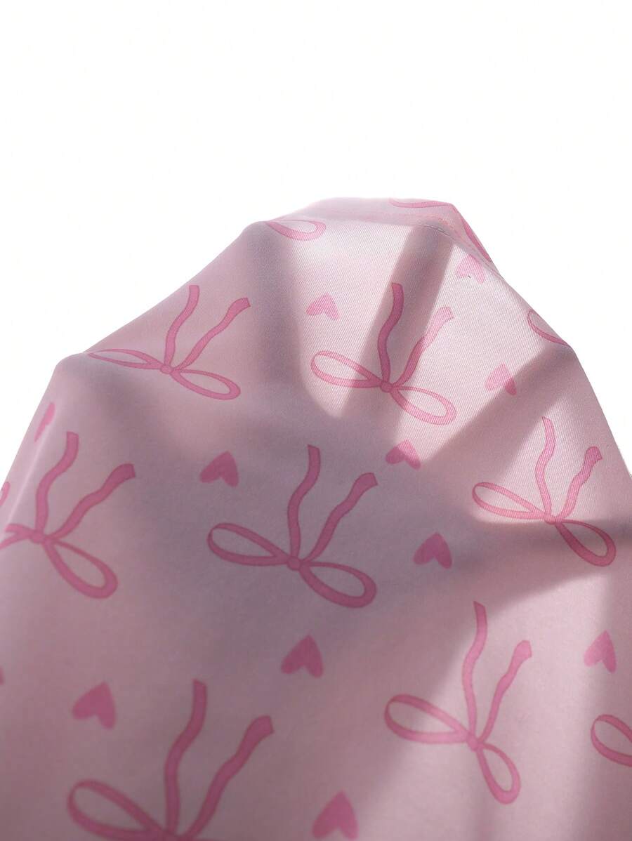 Girls Bow Print Knit Set – Collared Top & Shorts