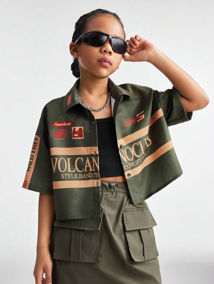 Coolane Kids Tween Girls Army Green Shirts