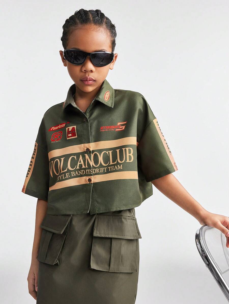 Coolane Kids Tween Girls Army Green Shirts