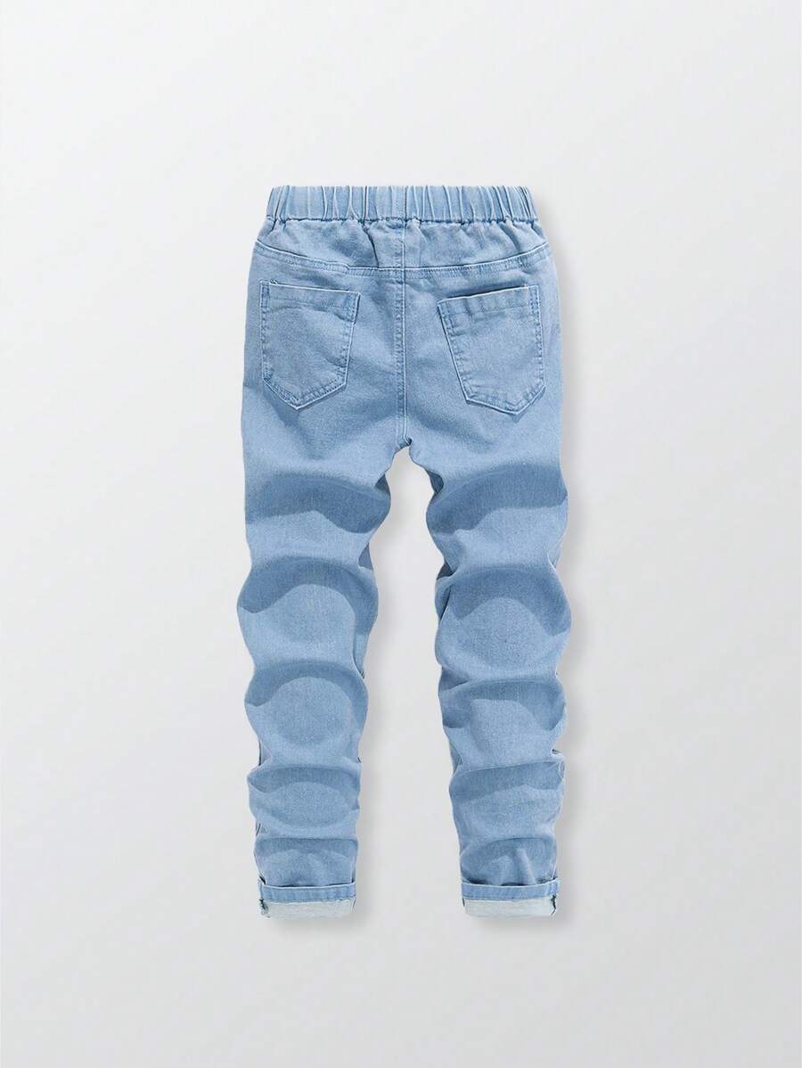 Boys' Elastic Waistband Gray Jeans
