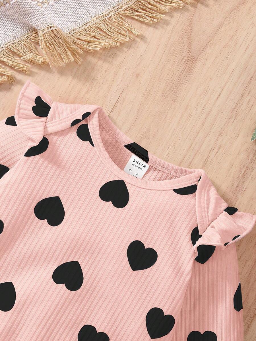 Baby Girl Heart Print Long Sleeve Jumpsuit