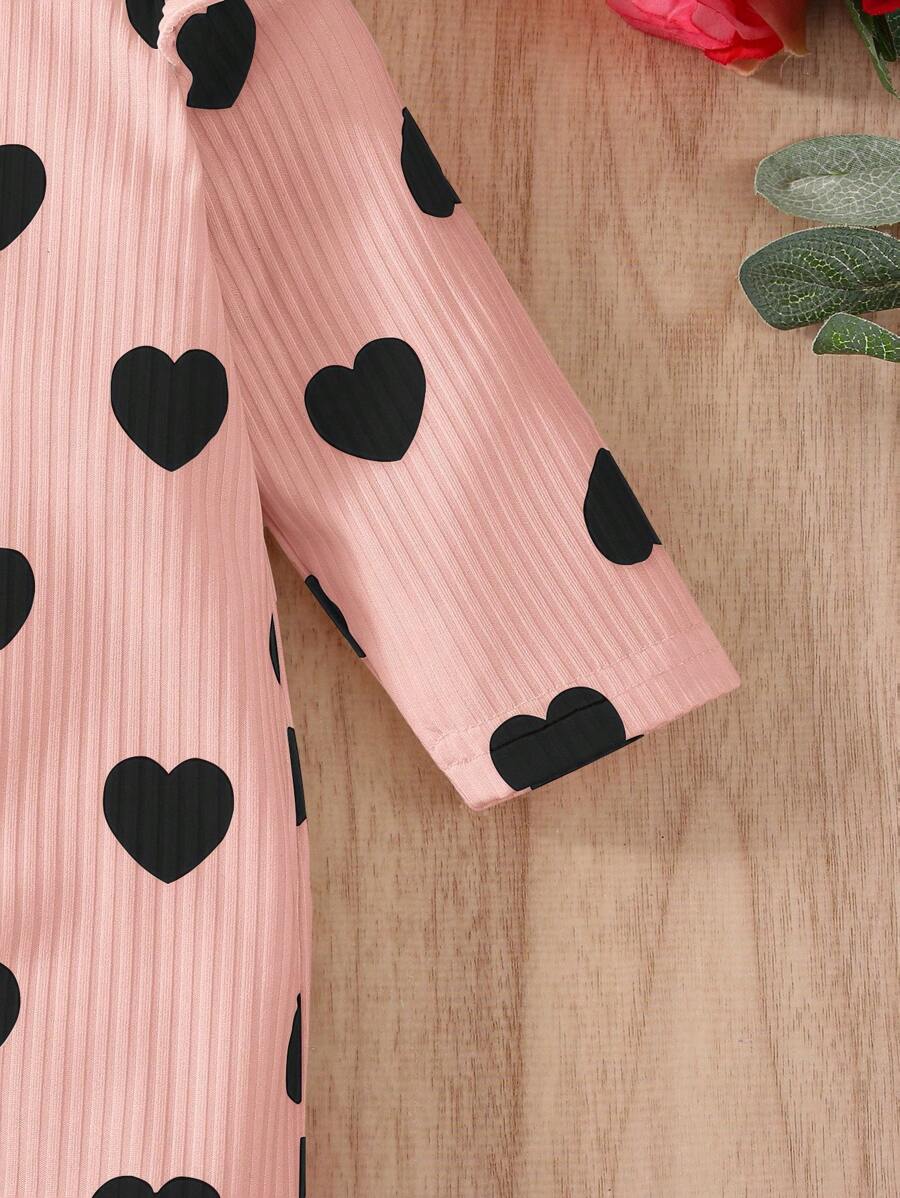 Baby Girl Heart Print Long Sleeve Jumpsuit