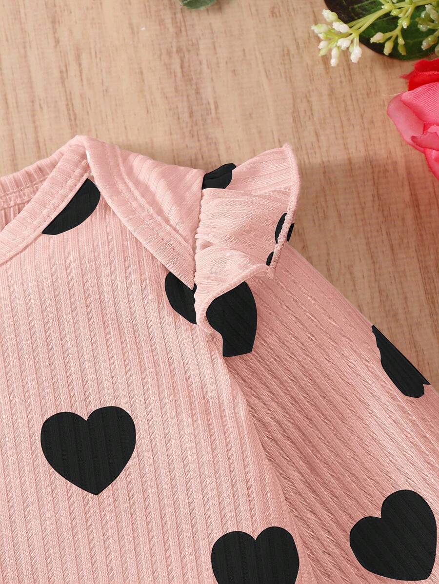 Baby Girl Heart Print Long Sleeve Jumpsuit