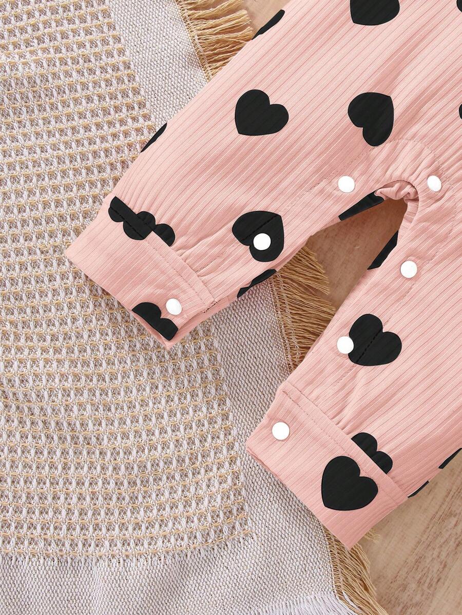 Baby Girl Heart Print Long Sleeve Jumpsuit