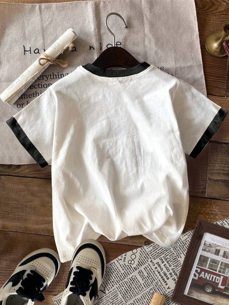 SHEIN Cute & Sweet Black Bow Pattern T-Shirt