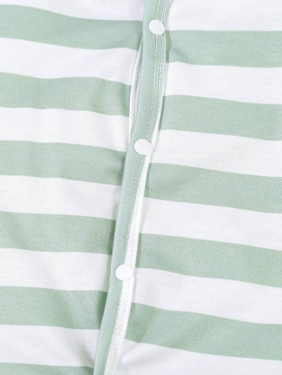 SHEIN 6pcs Baby Set – Green Stripes & Leaf Print