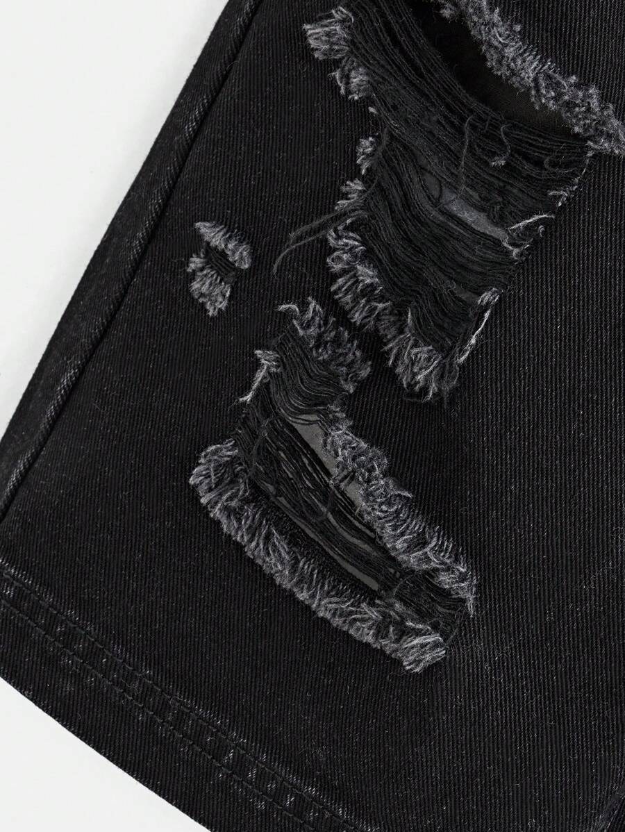 SHEIN Tween Boy Distressed Denim Shorts