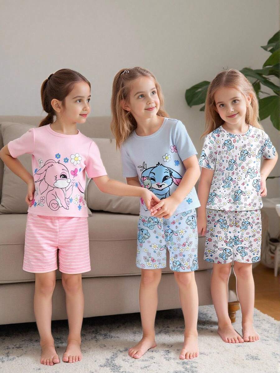 6pcs Baby Girl Animal & Floral Bodysuit Pajama Set