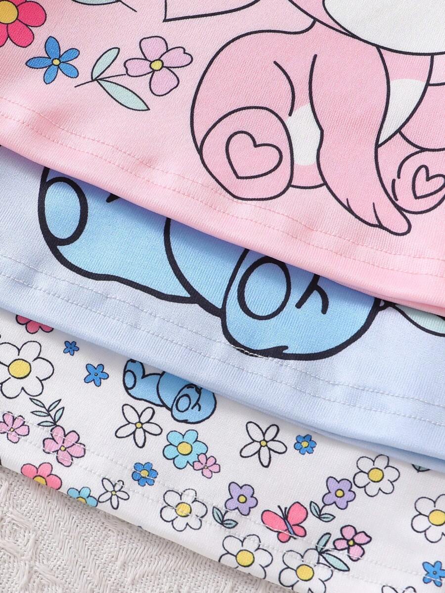 6pcs Baby Girl Animal & Floral Bodysuit Pajama Set