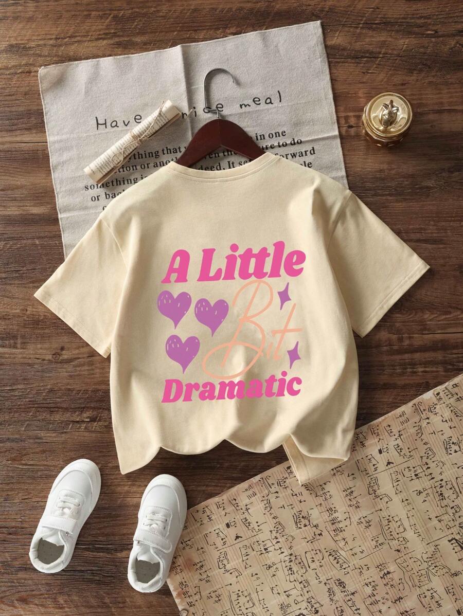 Tween Girls Funny Print Casual Summer T-Shirt