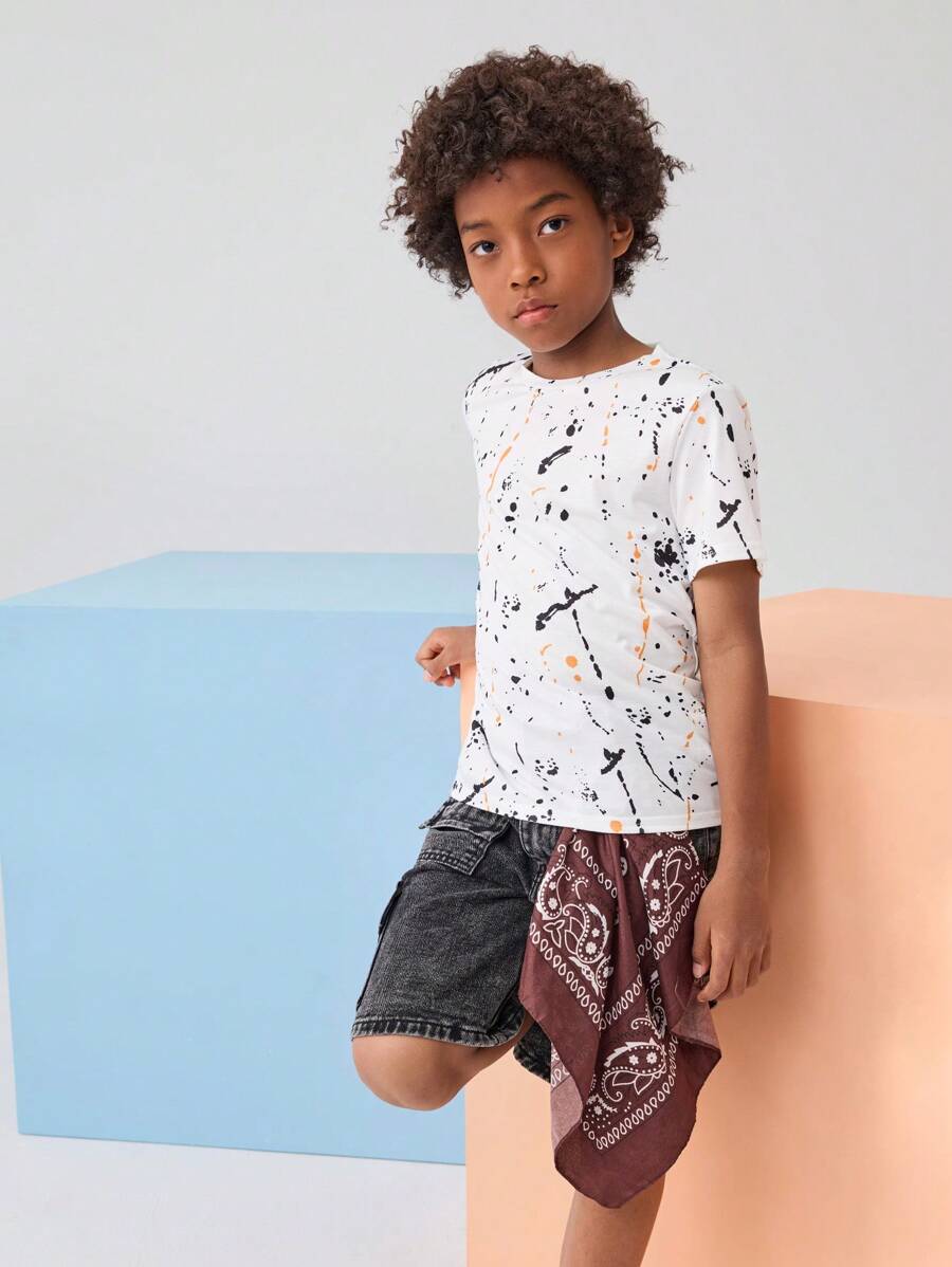SHEIN Tween Boy Splattered Paint Tee