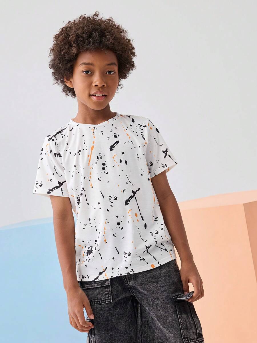 SHEIN Tween Boy Splattered Paint Tee