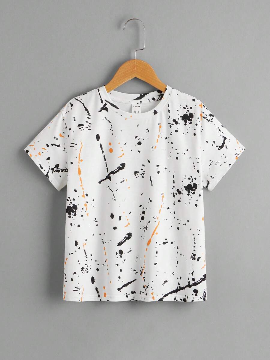 SHEIN Tween Boy Splattered Paint Tee
