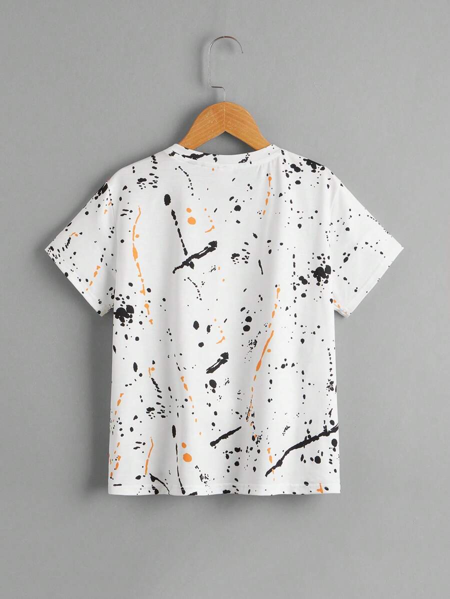 SHEIN Tween Boy Splattered Paint Tee