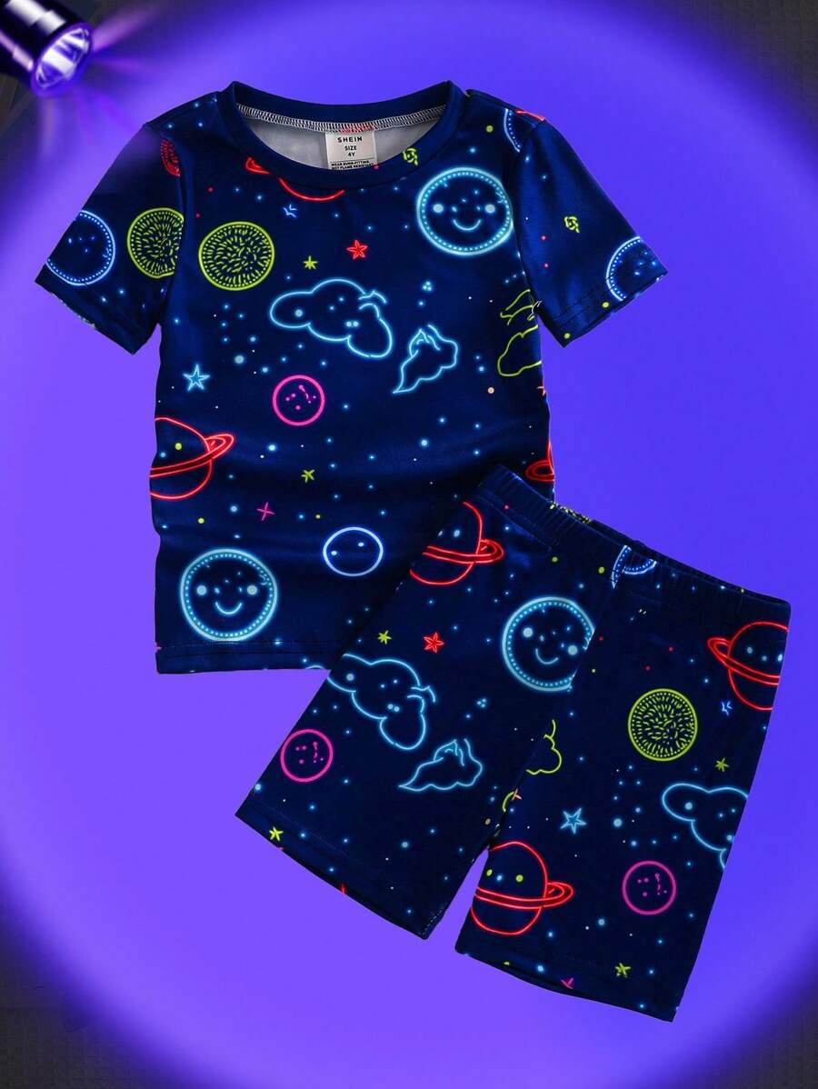 Boys Robot & Lightning Pajama Set – 2pcs Snug Fit