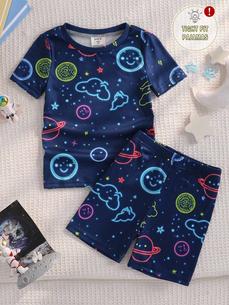 Boys Robot & Lightning Pajama Set – 2pcs Snug Fit