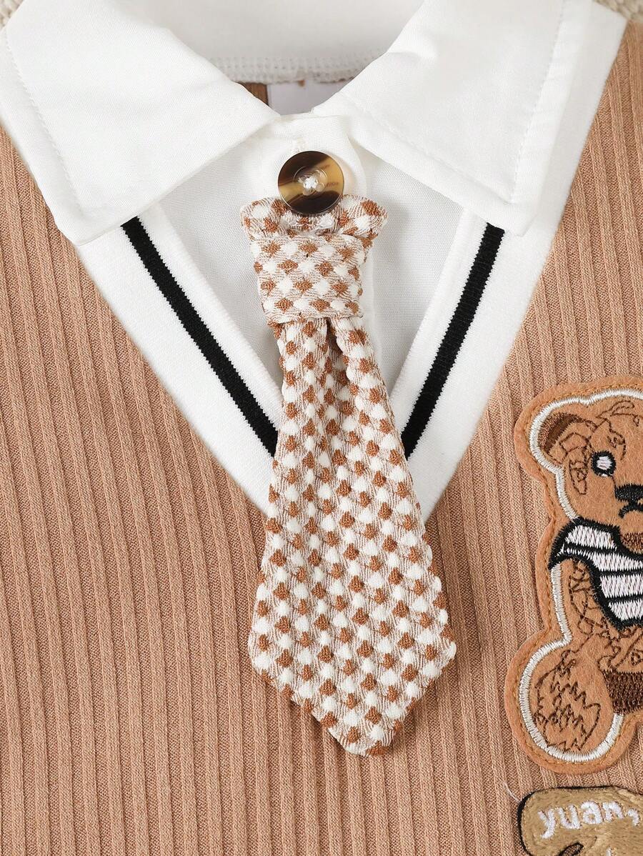 Baby Boy Gentleman Bear Jumpsuit – Birthday Outfit