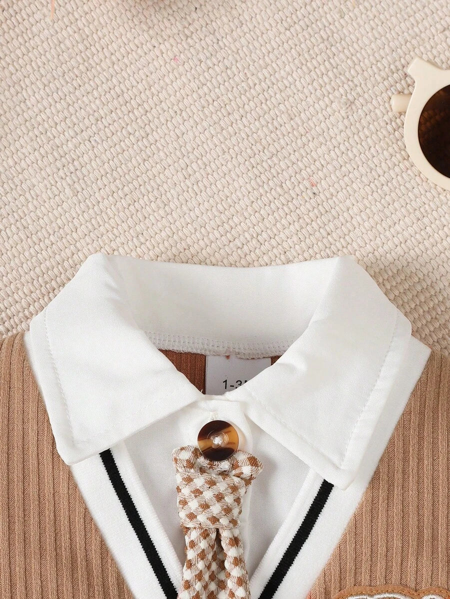 Baby Boy Gentleman Bear Jumpsuit – Birthday Outfit