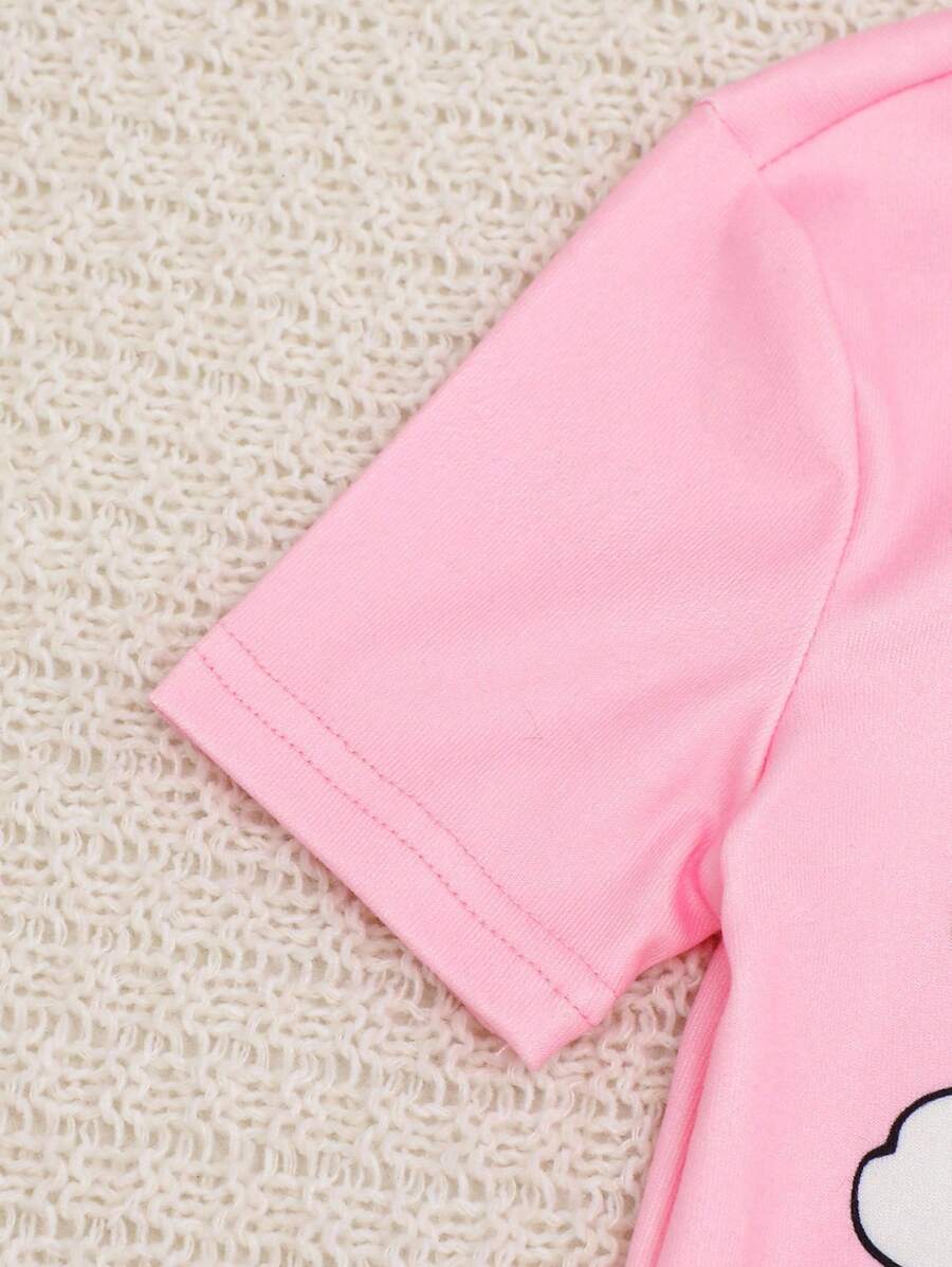 Girls Bunny Print Pajama Set – Short Sleeve & Leggings