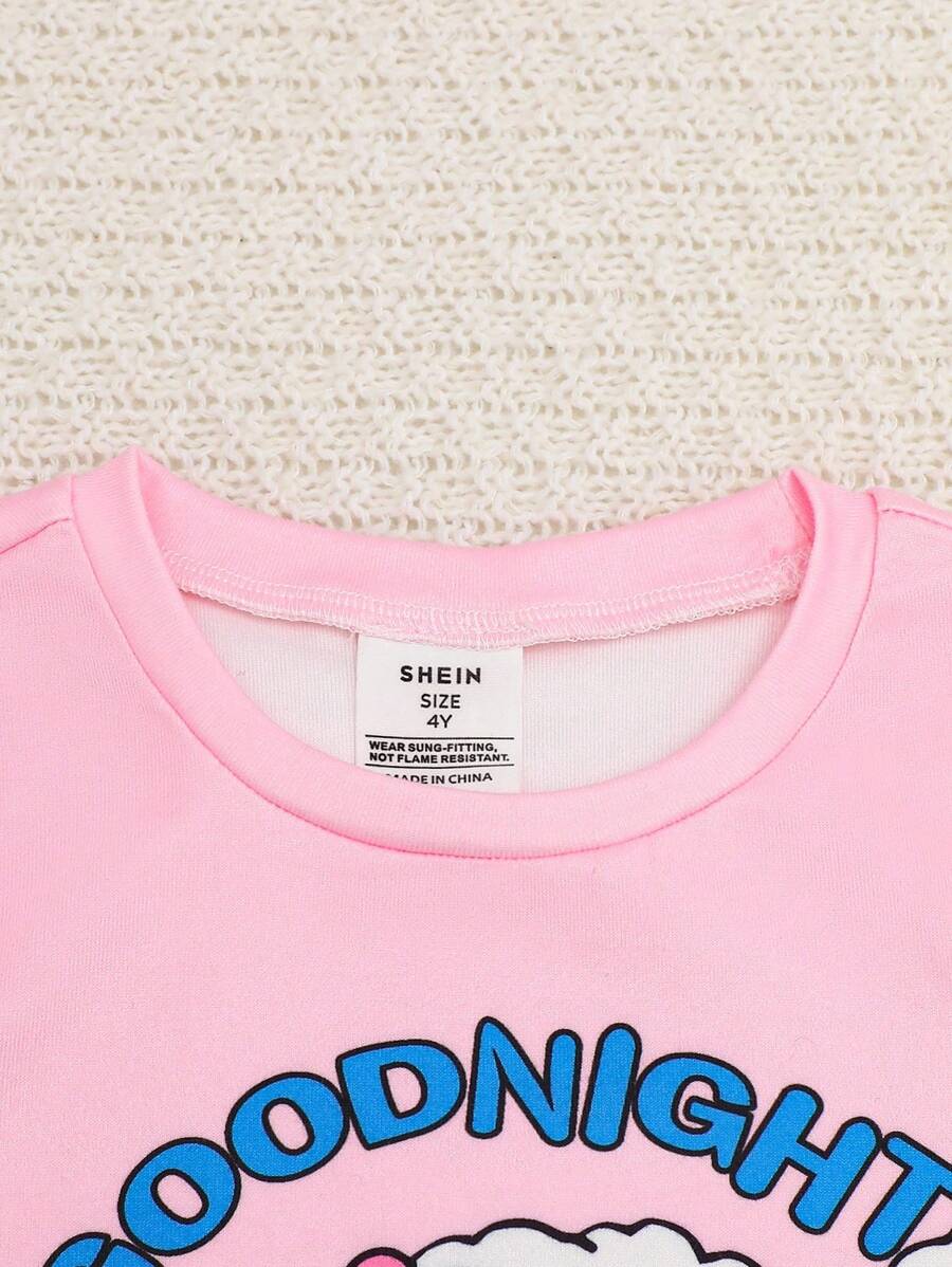 Girls Bunny Print Pajama Set – Short Sleeve & Leggings